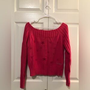 Women’s Off-the-Shoulder Star Knit Sweater - Pink